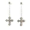 [M5892] - Серебряные серьги «Готический крест» белого цвета.