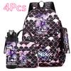 4Pcs/set Anime Cartoon Printed Backpack with Handbag Pencil Case 750Ml Water Bottler for Teenager Boy Girl Large Capacity Bookbag Schoolbag Mochila
