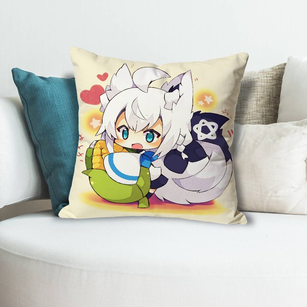 Cute SShirakami FFubuki Anime Celebrity Merchandise AllMatch Printed Pillow Case Sofa Car Office Room Decoration Protector