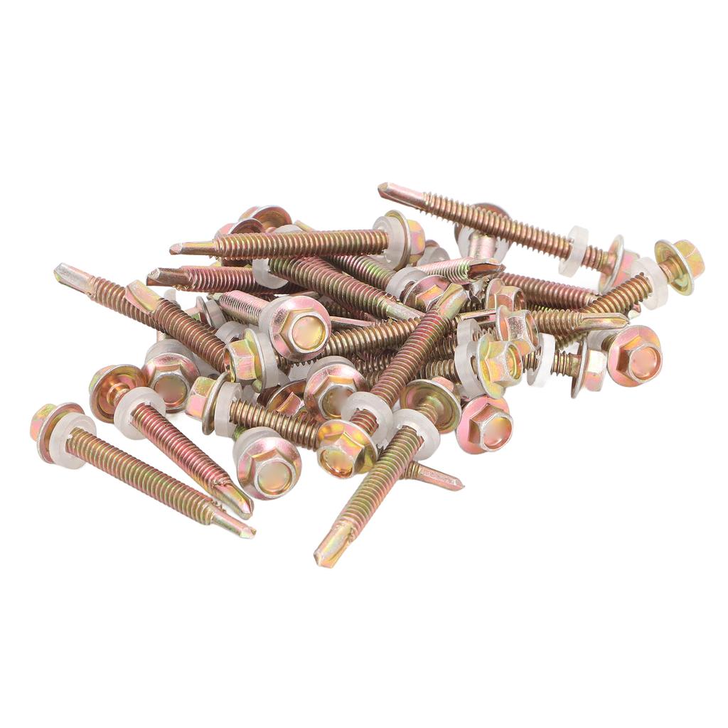 200PCS 5.5x50mm Hex Head Screws Color Galvanized Carbon Steel Self Drilling Screw for Home and Construction