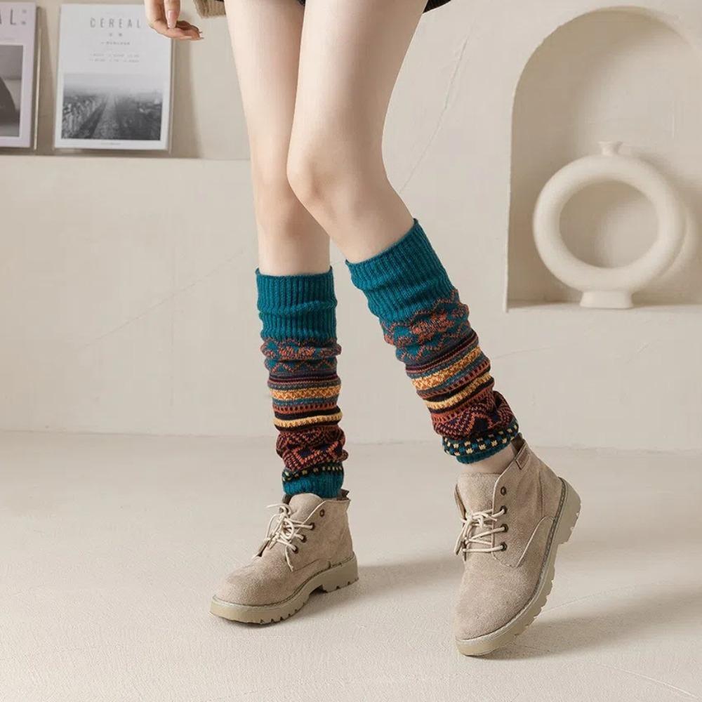 Гетры Вязаные Защитники Ног Утолщенные Чехлы для Стоп Модные Носки с Напуском Осень