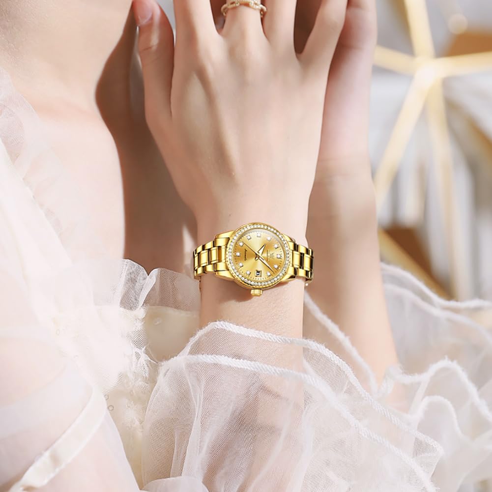 Женские часы OLEVS, механические, автоматические, симпатичные, наручные, женские часы, водонепроницаемые, светящиеся, бриллиантовые, сверкающие, женские часы с датой, женские часы, золото