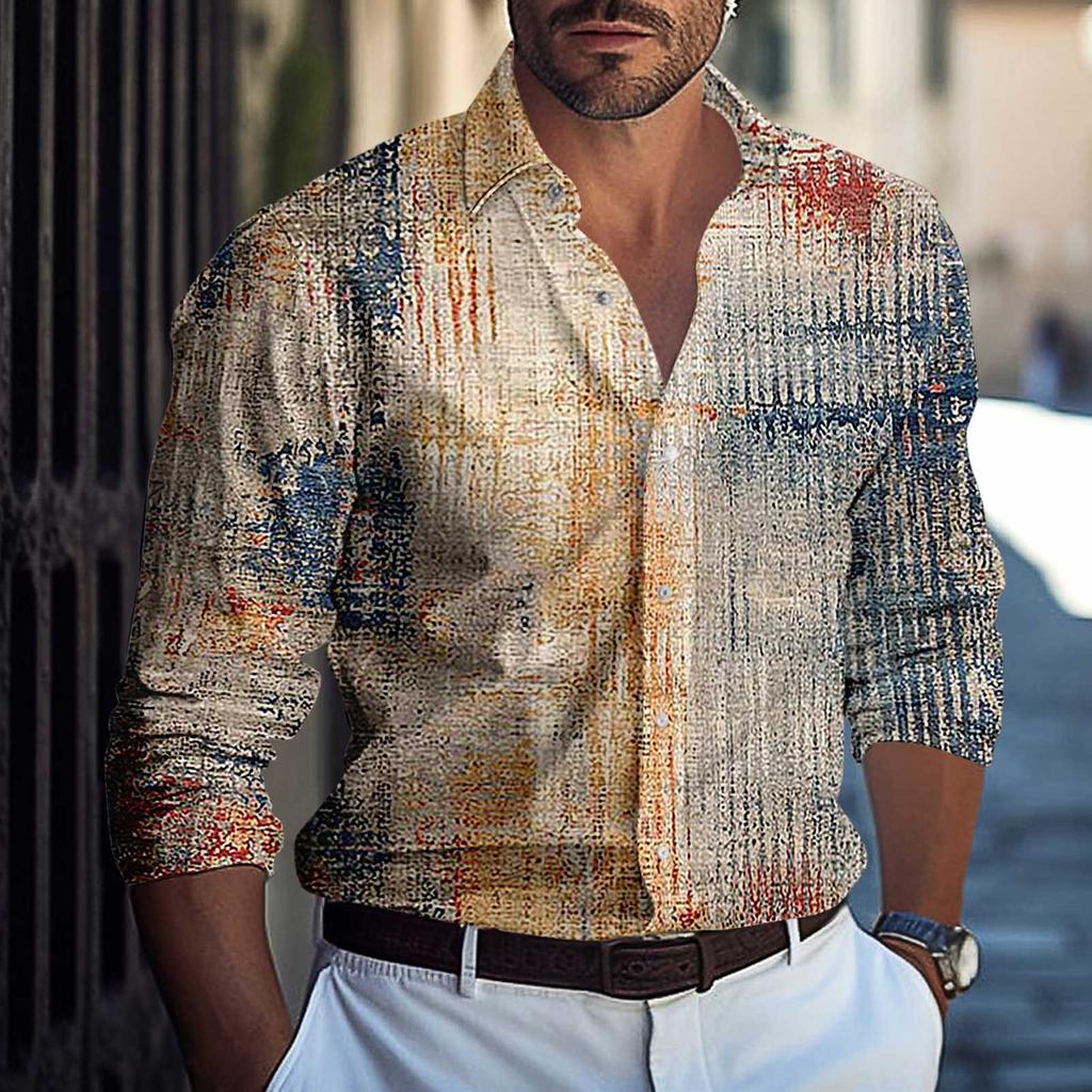 Мужская летняя новая свободная рубашка с длинным рукавом с принтом, кардиган, пляжная рубашка