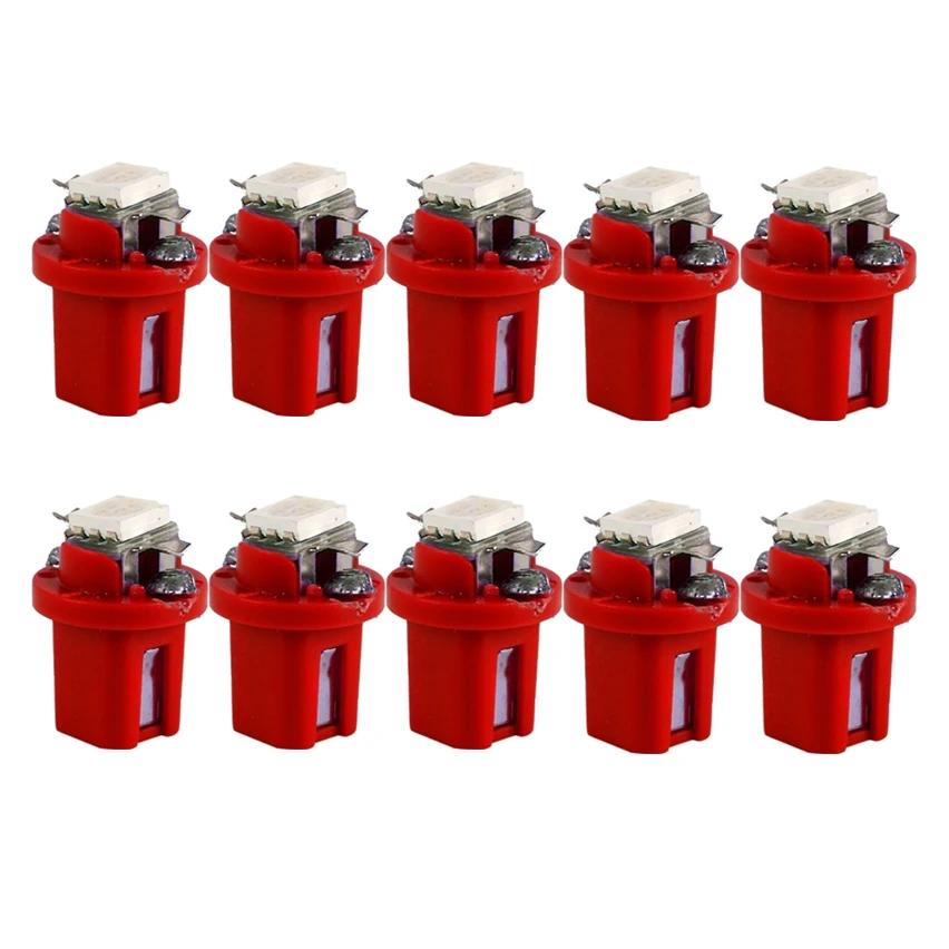 10 шт. Светодиодная лампа T5 B8.5d для приборной панели автомобиля, лампочка для индикаторов скорости, автомобильная лампа для салона, аксессуары, боковые лампы переключателя приборной панели 12 В