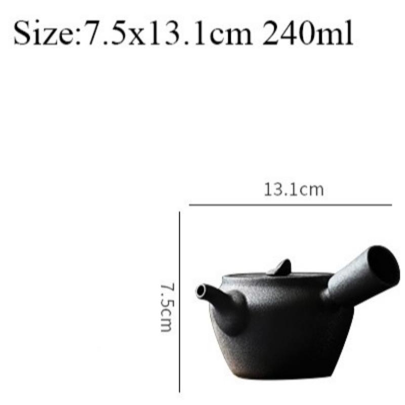 240 мл Керамический чайник с боковой ручкой Черная керамика Ретро Набор для чая Кунг-фу