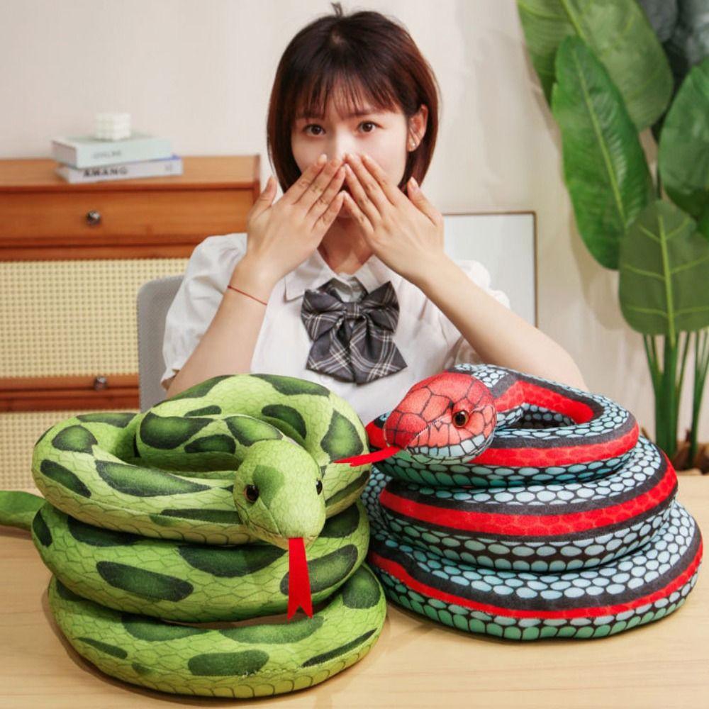 Soft Simulation Snakes Plush Toy Scary Stuffed Wild Animal Snake Plushie Doll Home Decor