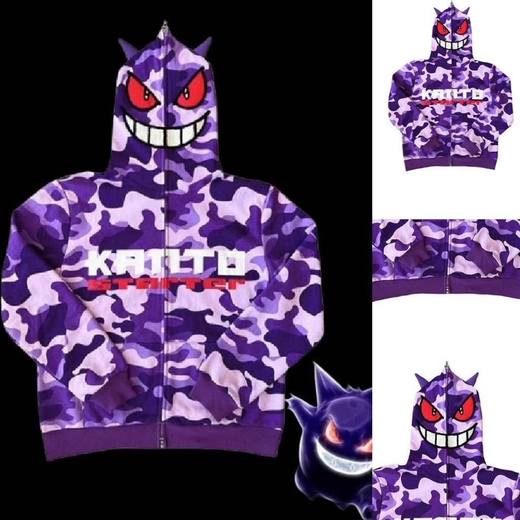 Модная толстовка с капюшоном на молнии Gengar Pokémon для осени