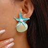Bohemian Starfish Stud Earrings Scallop Starfish Pendant Earrings Shell Drop Earrings  Women