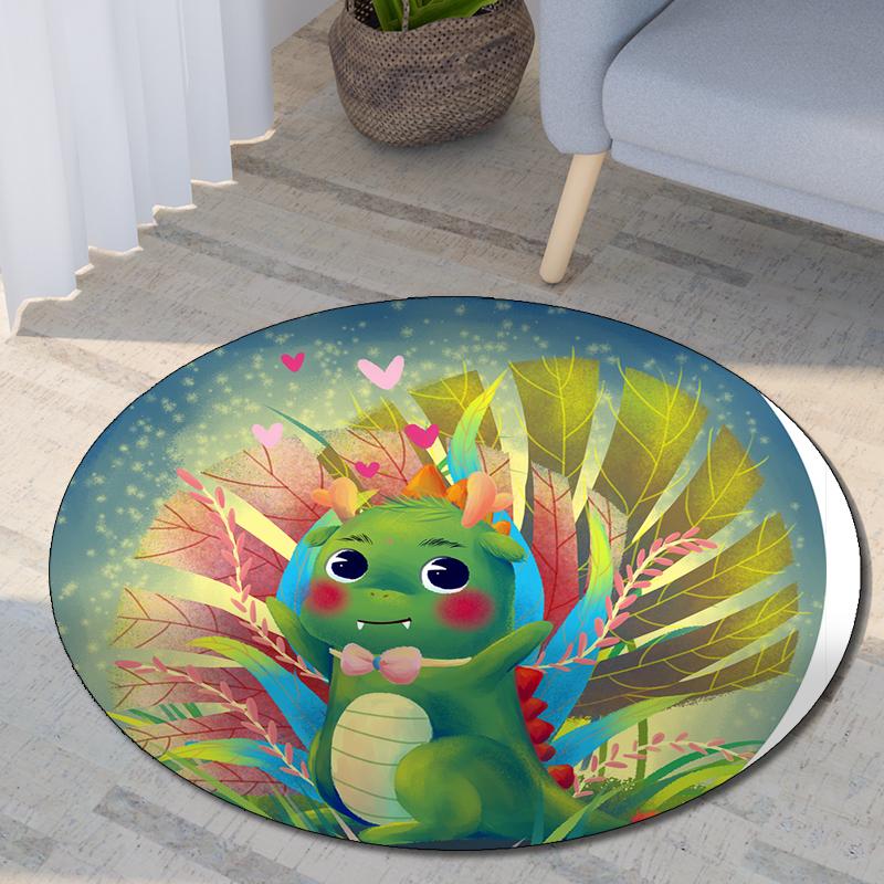 Круглый ковер с принтом двенадцати китайских знаков зодиака, детский коврик для гостиной, напольный коврик для спальни, нескользящий коврик, подарок на Новый год