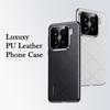 KEYSION Grid Pattern PU Leather Case for Xiaomi 15 5G Plating PC Camera Lens Protection Phone Back Cover for Xiaomi 15 Pro 5G