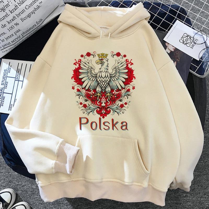 Польша толстовка с капюшоном узор современный стиль харадзюку манга молодежный смешной женский спортивный костюм аниме манга модный