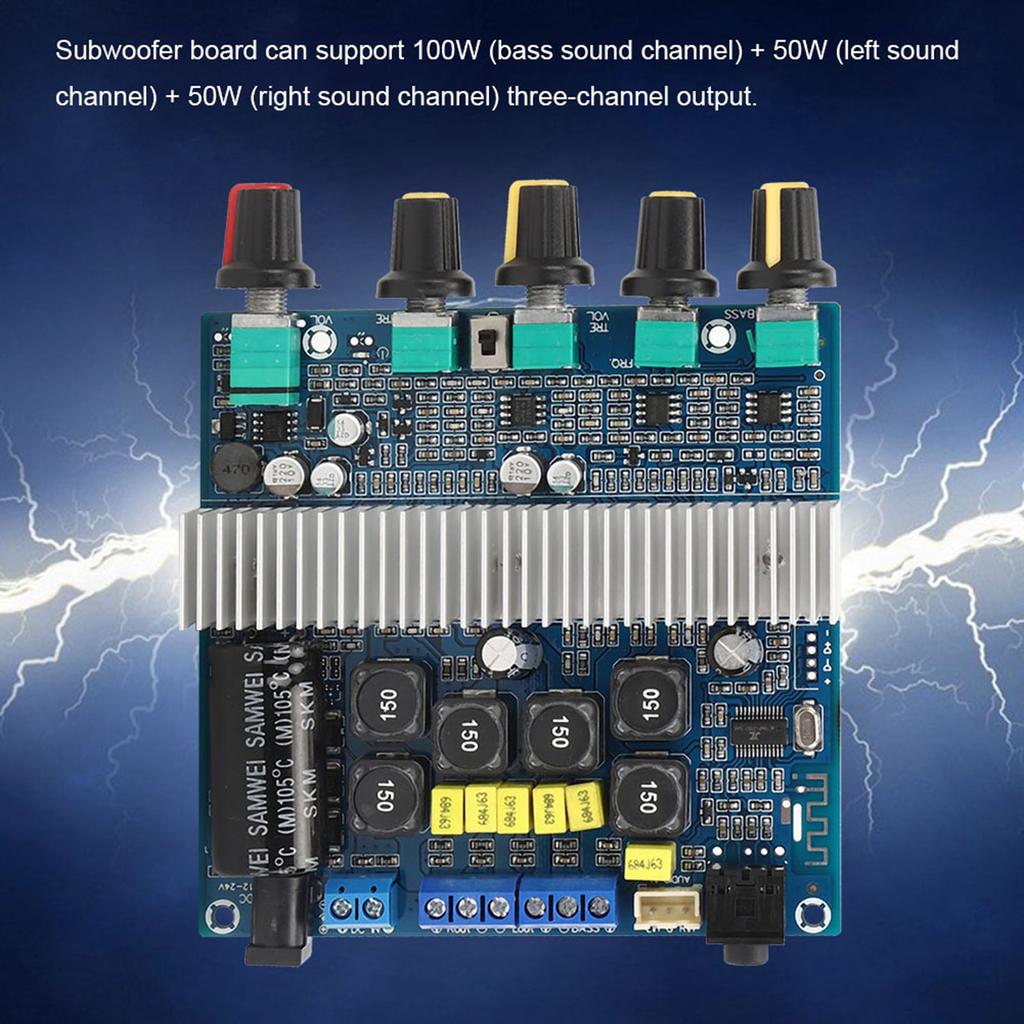 2.1 Плата сабвуфера, модуль цифрового усилителя высокой мощности, готовая плата Fever 12-24 В, 100 Вт + 50 Вт + 50 Вт