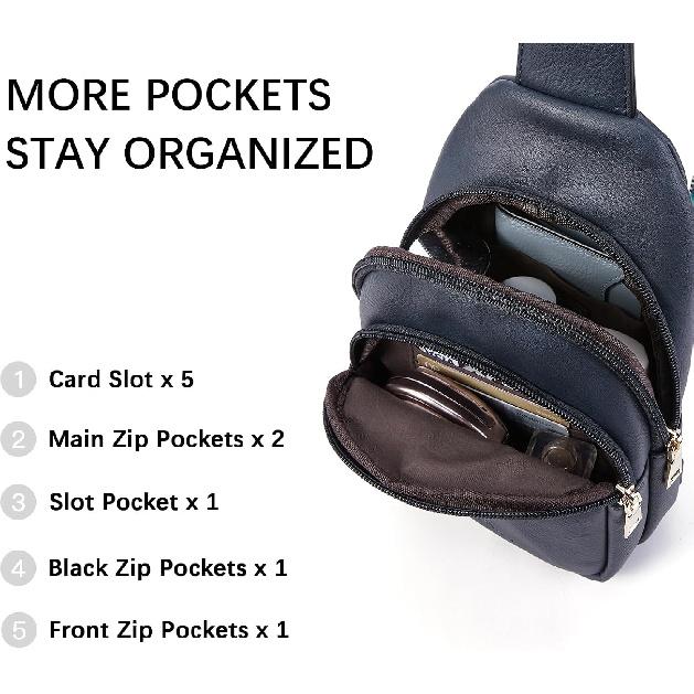 BOSTANTEN Sling Bag for Women Leather Crossbody Bags Fanny Pack Chest Bag for Travel