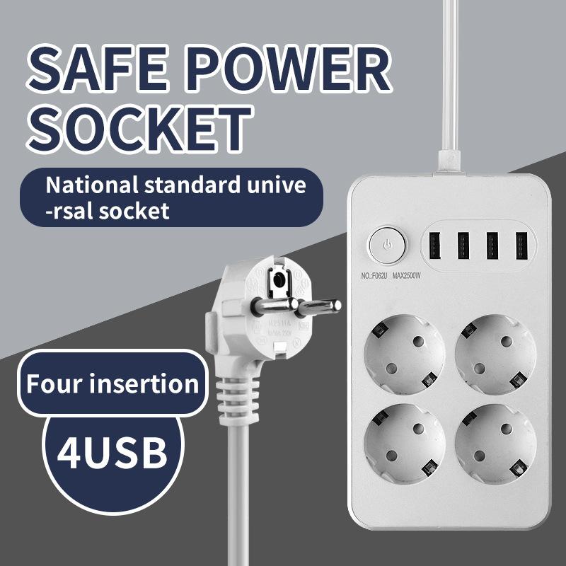 European Standard Socket Plug for Household USB Socket Switch European Standard Socket Plug Russian High-power Multifunctional Plug Board