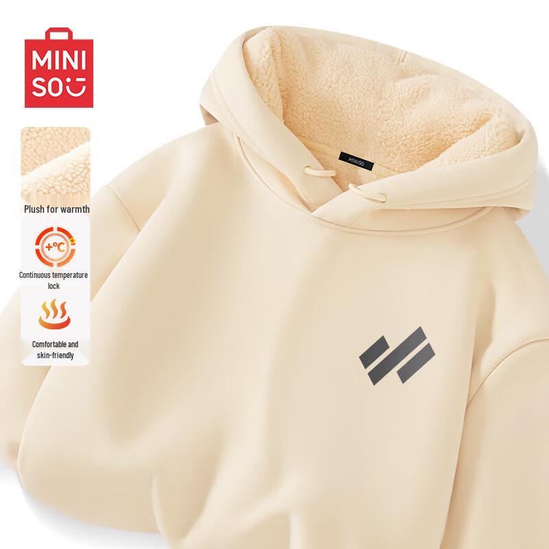 MINISO Men's Lamb Fleece Hooded Pullover Sweatshirt