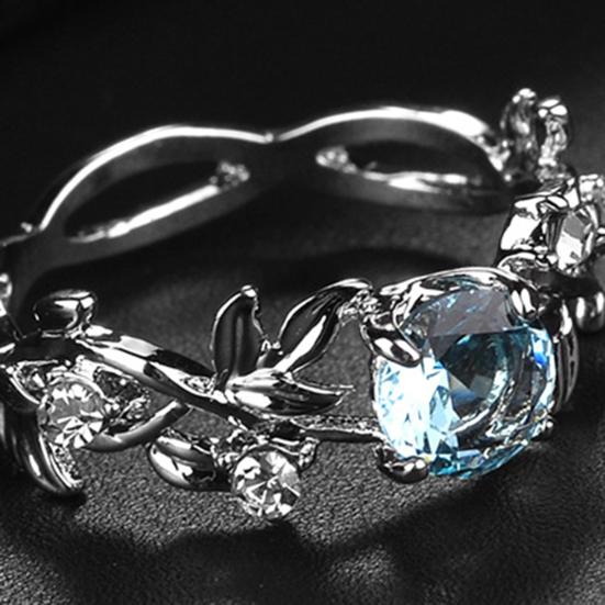 Женское кольцо с листьями и стразами, ювелирные изделия, элегантное яркое блестящее кольцо для повседневного ношения