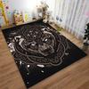 "Mandala Wolf Design Rug with Glowing Eyes on Black Background" Suitable for use as an anti-slip for living room bedroom sofas