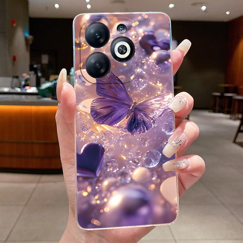 Для Tecno Spark 20 20C Spark GO 2024 BG6 Чехлы для телефона Fundas Бабочка Бант Задняя крышка Мягкий силикон Прозрачный ТПУ Желейный чехол