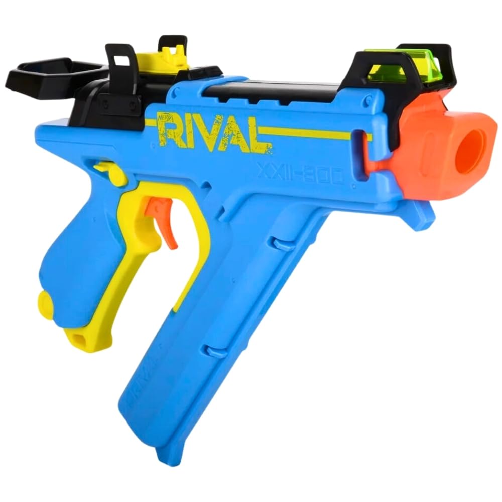 Бластер NERF Rival Vision XXII-800, самая точная система Rival, с регулируемыми прицельными приспособлениями и интегрированным магазином на 8 точных патронов Rival