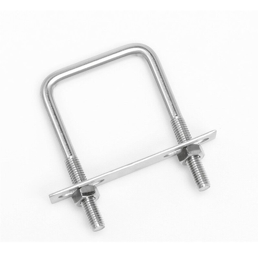 Квадратные U-образные болты из нержавеющей стали, серебряный U-образный зажимной болт с гайками и пластинами U-образный зажимной болт
