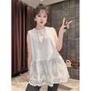 Lace Hem Layered Bottom Shirt for Women In Summer Loose Casual Inner Sleeveless T-shirt Vest