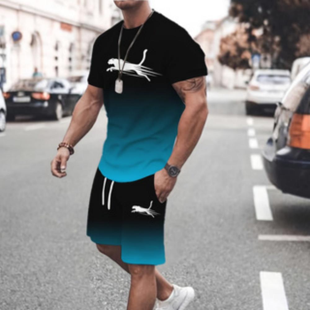 3D цифровая печать мужские модные шорты с коротким рукавом комплект для улицы мужские спортивные шорты летняя повседневная мужская футболка