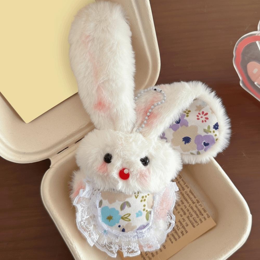 Soft Plush Rabbit Keychain Cute Long-eared Rabbit Pendant Girly Stuffed Keyring Women