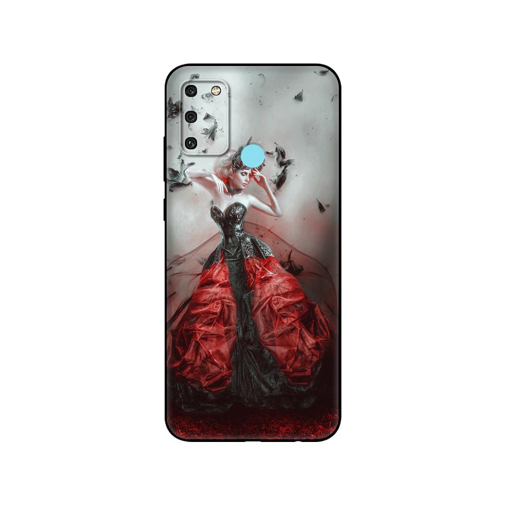 Black Tpu Case For Huawei Honor 8a 8s Prime 9 Lite Honor 9A 9C 9X Premium 9x Pro 9S Case Catrina Beautiful Rose Girl Skull Art