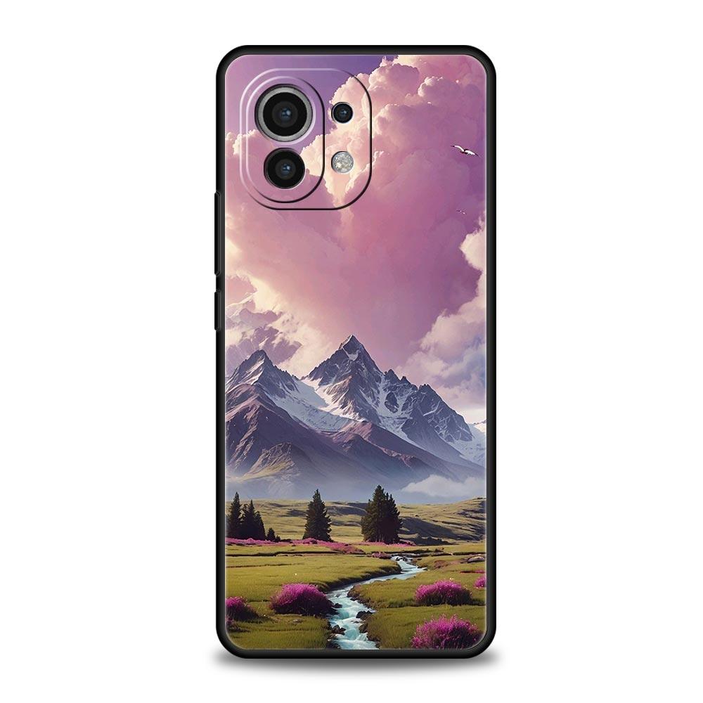 Розовый закат в горах Чехол для телефона для Xiaomi Mi 17 15 14 13 12 11 Ultra 15T 14T 13T 12T 11T Pro Lite 5G Мягкий ТПУ Чехол Capas