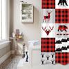 Шторка для душа в клетку с медведем, красная, черная, в деревенском стиле, с изображением оленя, дикого животного, охотничьего, лоскутного зимнего декора