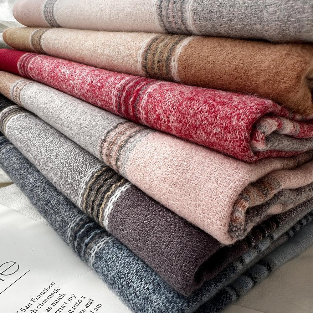 Extra Long Imitation Cashmere Plaid Scarf for Women Winter Fashion Tassel High End Shawl Literary Men's Scarf