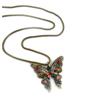 [A0492] - Baroque 'Butterfly' Multi-colored Gold Long Necklace - 55x60 Mm