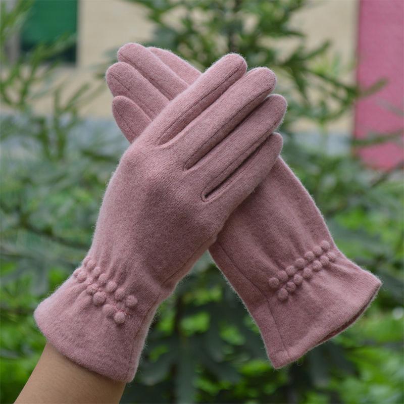 Шерстяные кашемировые перчатки женские теплые с сенсорным экраном зимние повседневные