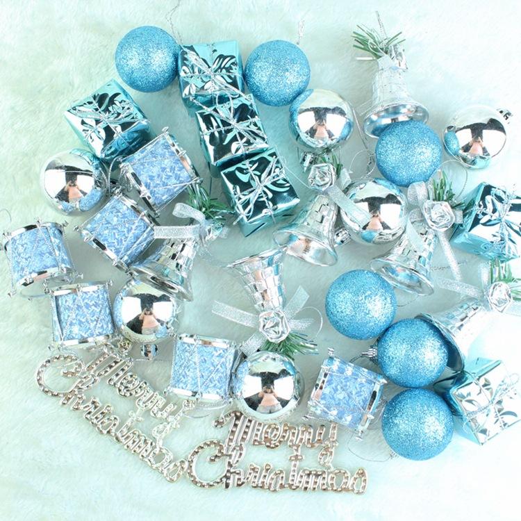 32 Pcs/set Lake Blue Christmas Lotto Pack Pendant Christmas Tree Ornaments Christmas Pendant