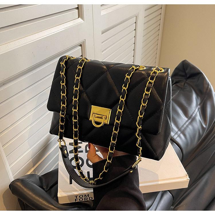 2025 высококачественная темпераментная ромбовидная сумка женская новая весенняя модная сумка-цепочка текстурная однотонная сумка через плечо