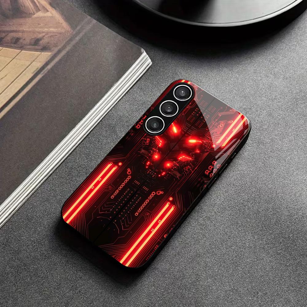 Стеклянный чехол для телефона 'Демон Тьмы mecha' для Samsung Galaxy S26 S25 S24 S23 S22 FE Ultra Plus Встроенное стекло Тьма Изыгранная Игра