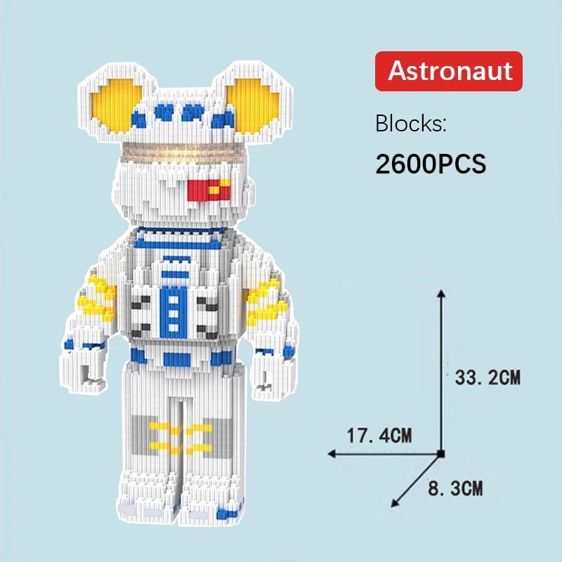 DIY Детские игрушки Мультфильм Мини Любовь Жестокий Медведь Модель Bearbrick со Световым Строительным Блоком Микро-Кирпичи Рождественский Подарок На День Рождения