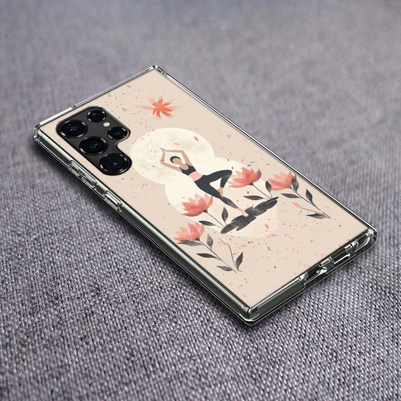 Hot Sell Yoga Namaste Phone Case For Samsung Galaxy S24 S23 S21 S20 FE S22 S26 Ultra S25 Edge S10 Plus Cover Clear TPU Capa Shel