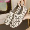 GKTINOO 2024 Summer Genuine Leather Hollow Shoes Woman Sandals Casual Sneakers Flat Soft Sole Comfortable Sandals Large Size