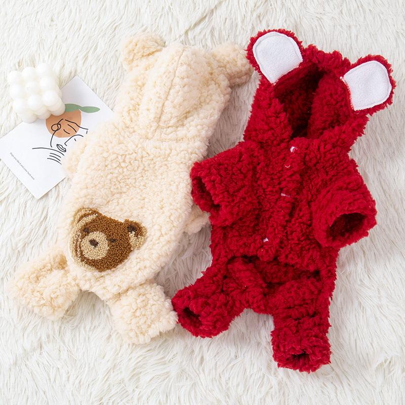 Dog four-legged clothes cute Teddy Bichon Pomeranian Schnauzer small dog pet clothes winter thick velvet