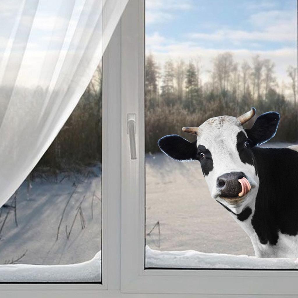Мультяшные наклейки с коровами, Витрины из стекла, Домашнее украшение для спальни, Самоклеящиеся наклейки на стену.