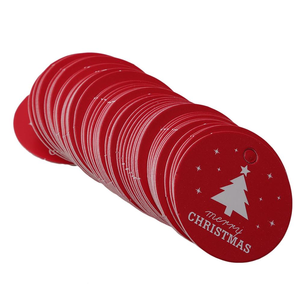 100 шт. Рождественские подарочные бирки с круглой формой для рождественской елки, белые бирки для карточек, подвесные елочные украшения, подарочная упаковка, этикетки