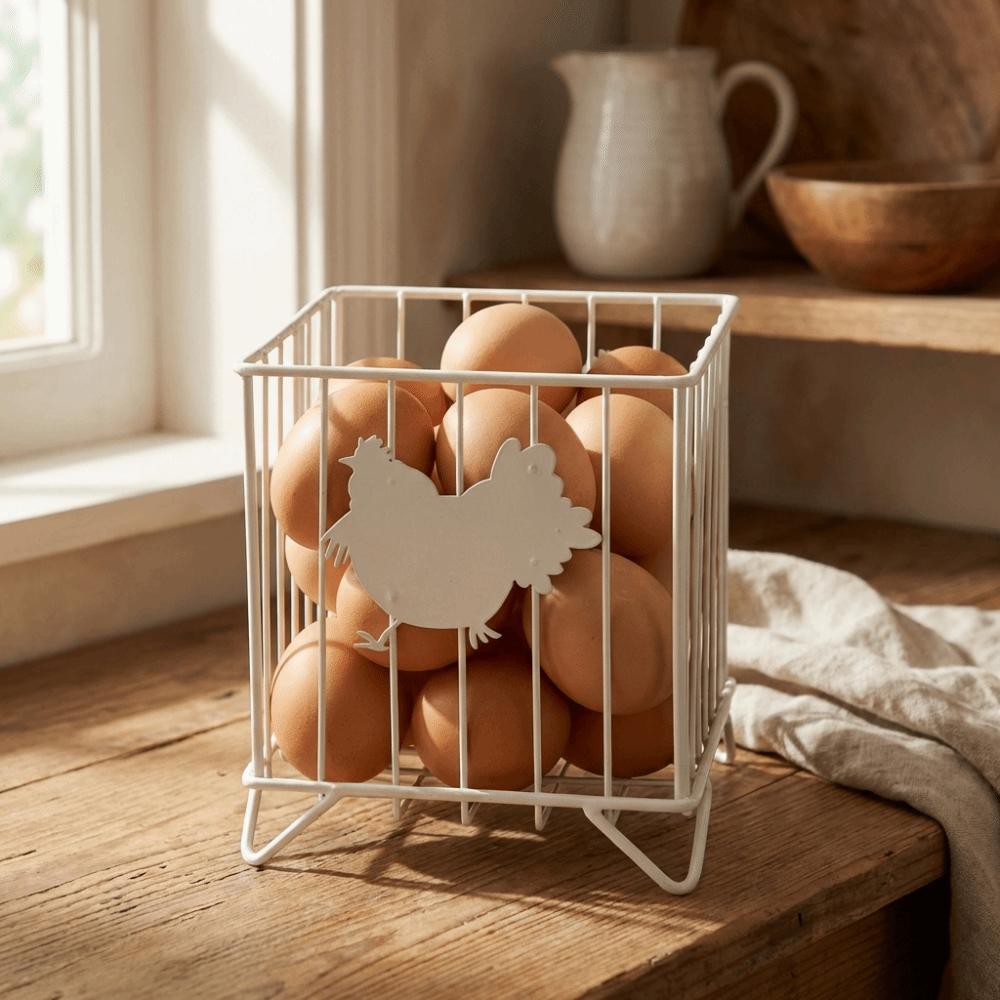 Rustic Egg Gathering Basket Sturdy Candy Storage Basket Hen Pattern Storage Basket Kitchen