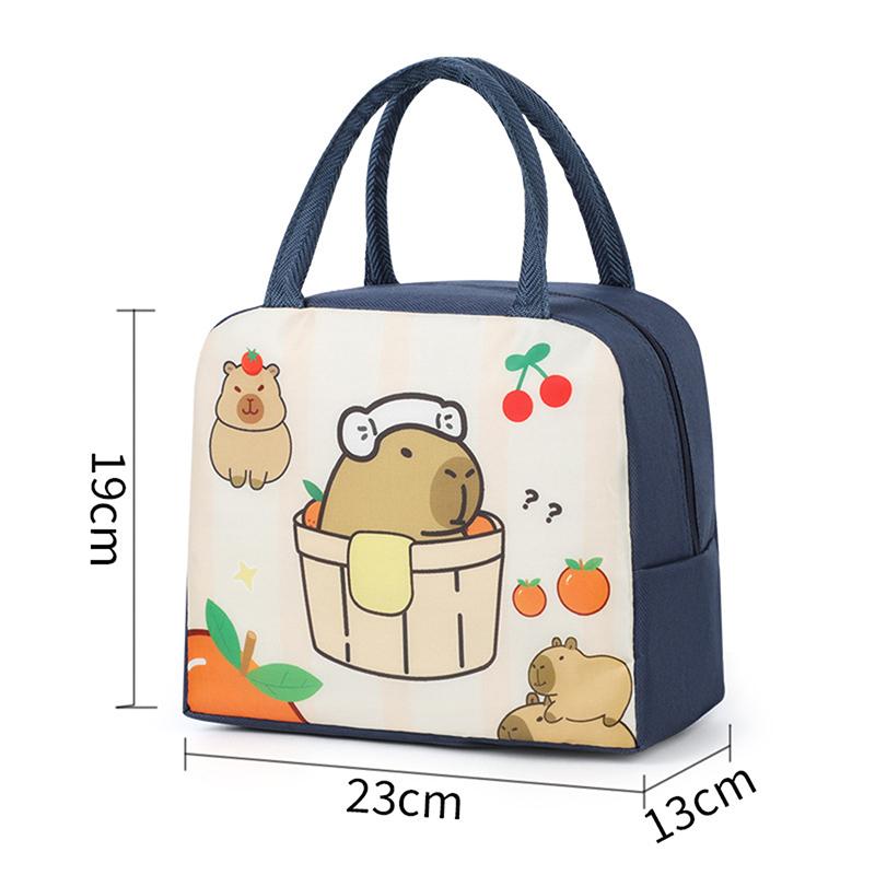 Cartoon Capybara Lunch Bag Insulated Food Container Portable Thermal Bento Box Bag Multifunctional Kids School Picnic Food Pouch
