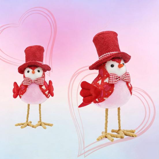 Птички на День святого Валентина Романтические стоячие плюшевые птицы любви Украшение для дома Настольное Каминная полка Многоуровневое