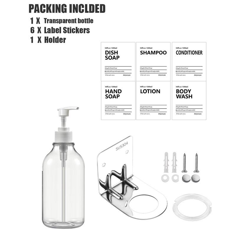 500 мл Прозрачный дозатор шампуня и кондиционера для настенного крепления бутылки мыла для душа с этикетками сменные дозаторы для геля для душа для ванной комнаты кухни