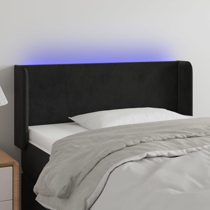 VidaXL Tête de Lit à LED Meuble de Chambre à Coucher Accessoire de Lit Simple Tête de Cadre de Lit Intérieur Noir 3122988