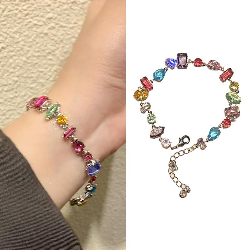 Браслет для девочек, цветной, сверкающий, для женщин, красивый, в стиле барокко, с камнями, браслет