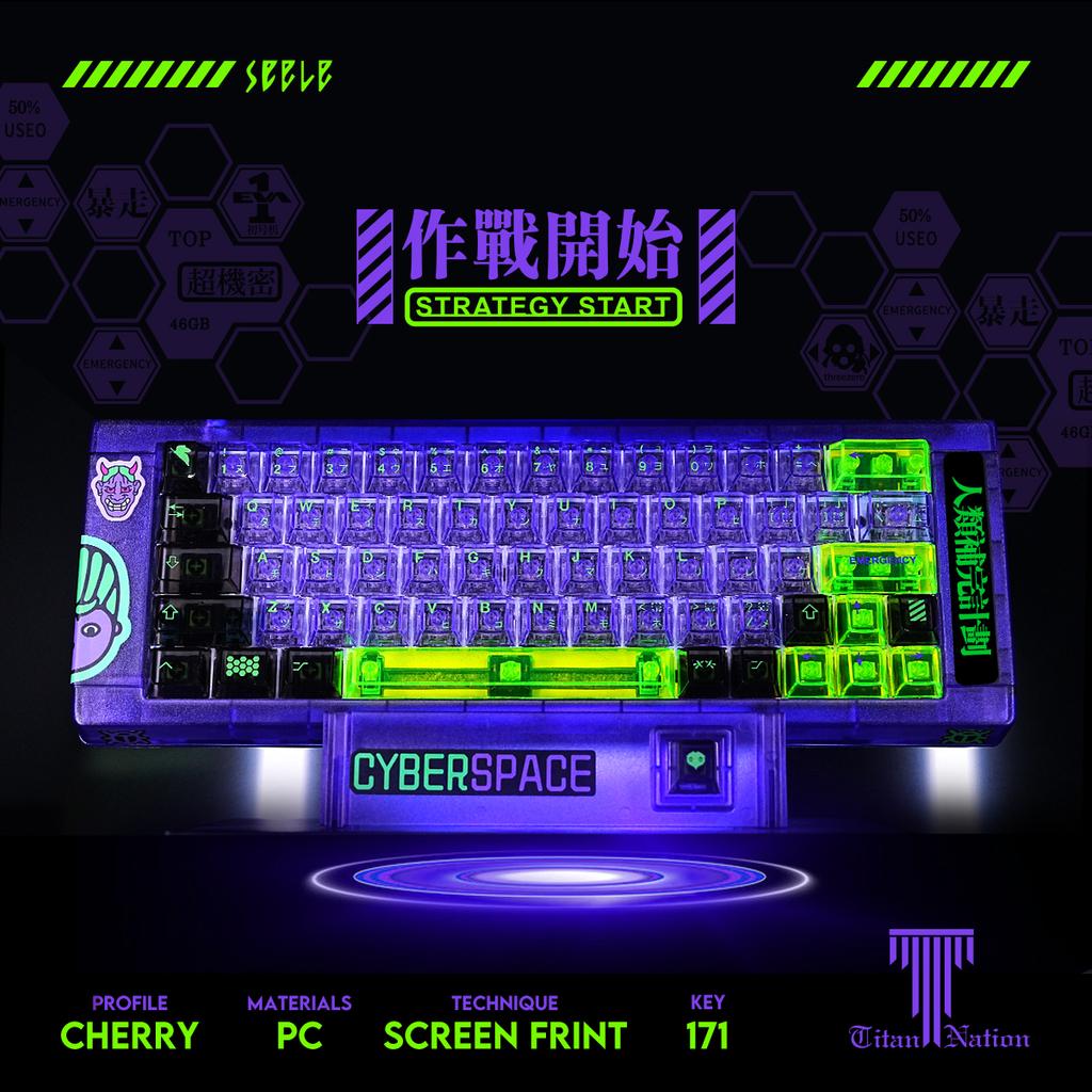 Eva01 Keycap Pc Pbt 171 Key High Translucent Cherry Purple Keycap Animation Anime Keycaps 7U/Alice Layout Split Space Keycap