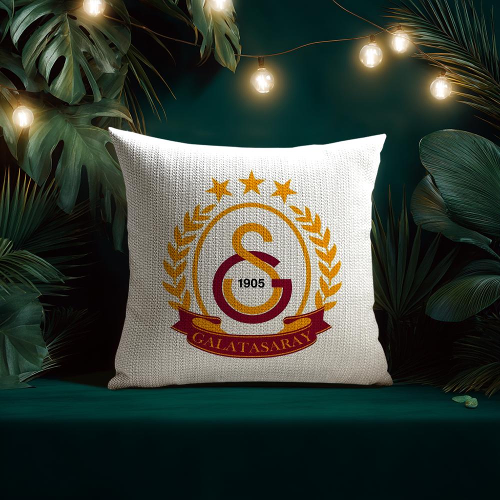 Наволочка с логотипом клуба G-Galatasarays Натуральный лен Органическая ткань Двусторонняя печать Дышащая Идеально для домашнего декора